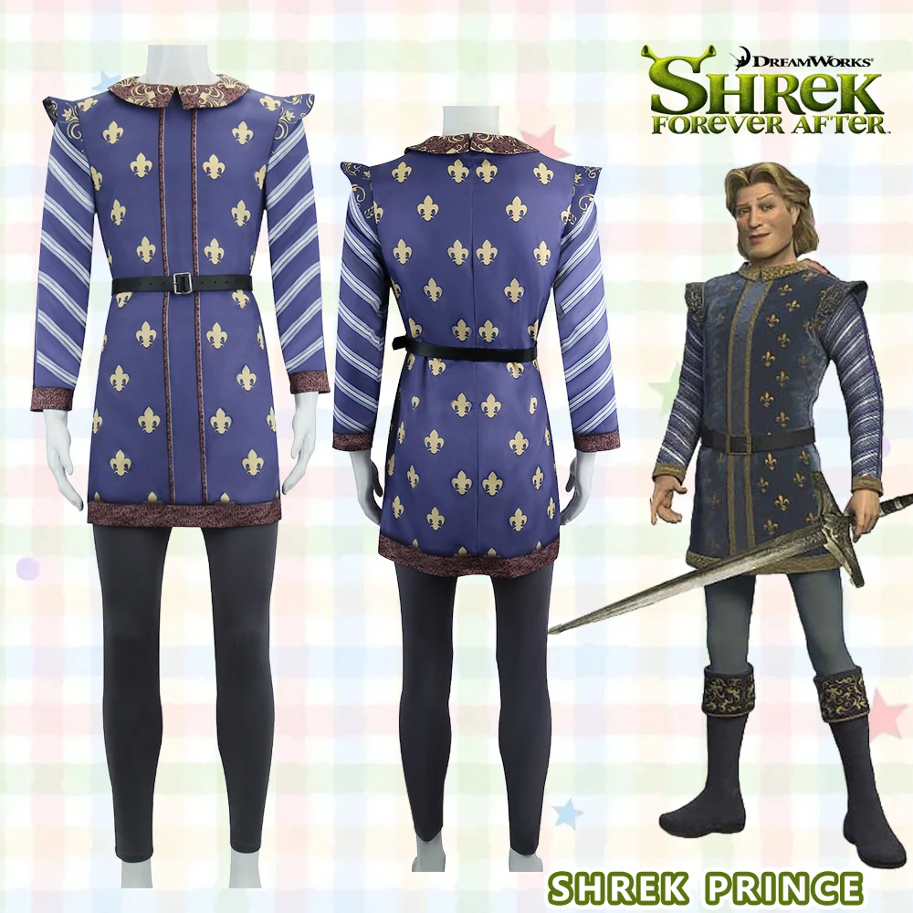 

Shrek Prince Cosplay Costume Movie Anime Monster Suit Top Pants Handsome Uniform Gentleman Outifit for Carnival Cosplay Party