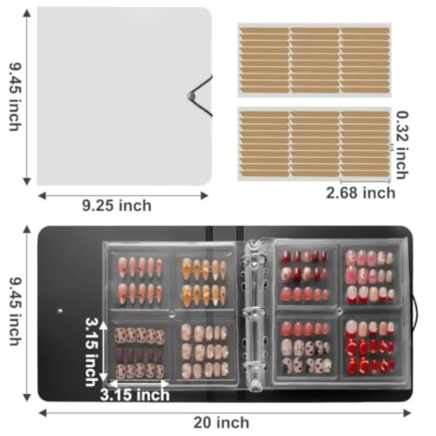 Press On Nail Organizer con protezione antipolvere aggiornata resistente agli urti per un facile archiviazione e l'organizzazione Raccoglitore DRing rimovibile P