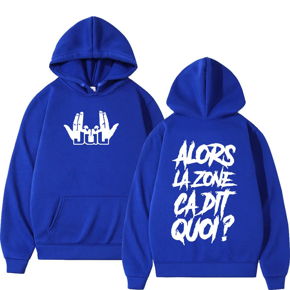 Fall/Winter Hot Selling Men'sHoodedSweatshirt with Retro Distressed Finish French Rapper Print Street Style American Lazy Casual
