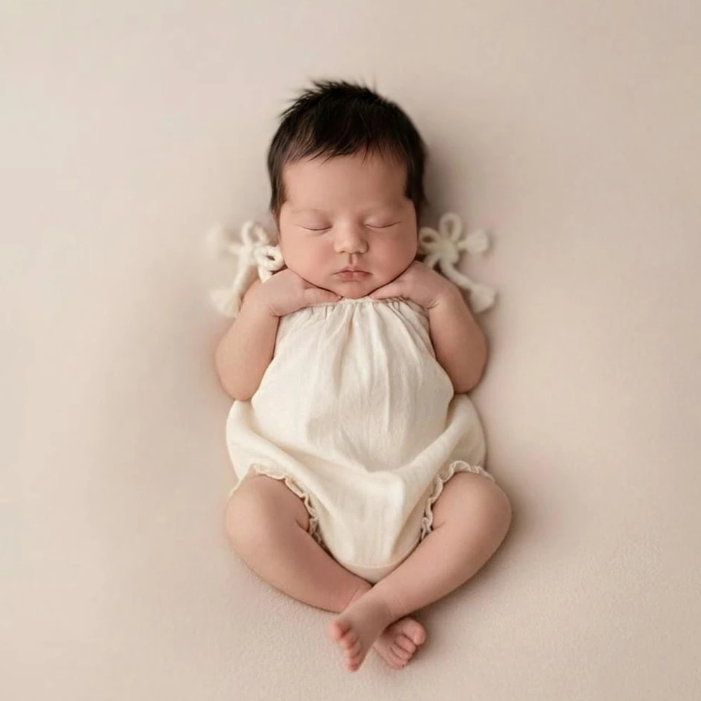 Rustic Newborn Photography Props Romper Cross Back Braided Strap Infant Photoshoot Outfit Professional Studio Baby Clothing
