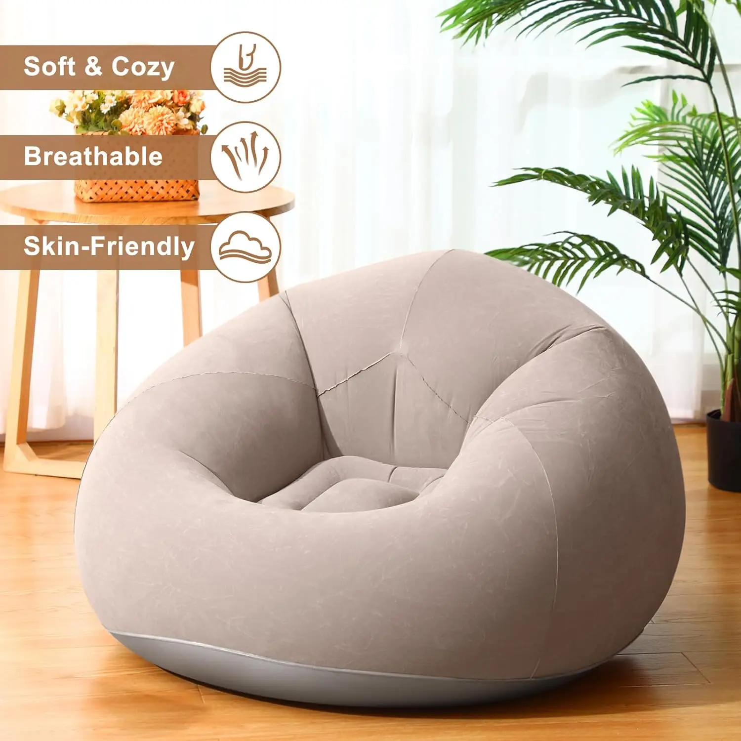 9-Piece Inflatable Bean Bag Chair Set with Electric Pump, Portable Blow Up Couch for Outdoor Camping and Indoor Use
