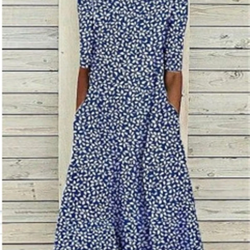 Abito lungo con stampa digitale Donna 2025 Primavera Estate Vestibilità ampia Casual Manica lunga Abito oversize stile Boho colorato