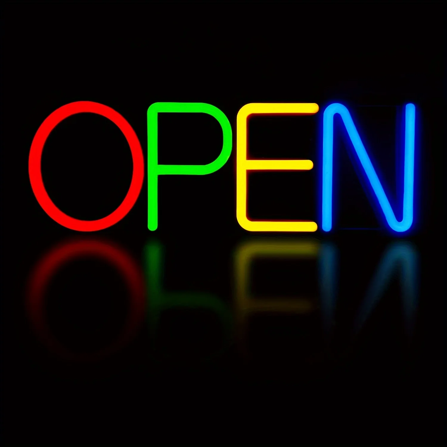 

[Vibrant LED Sign] 1pc Multi-Color Commercial LED Open Sign | USB Powered 16x5.4 Inches, Wall Hanging Plastic Sign for Stores