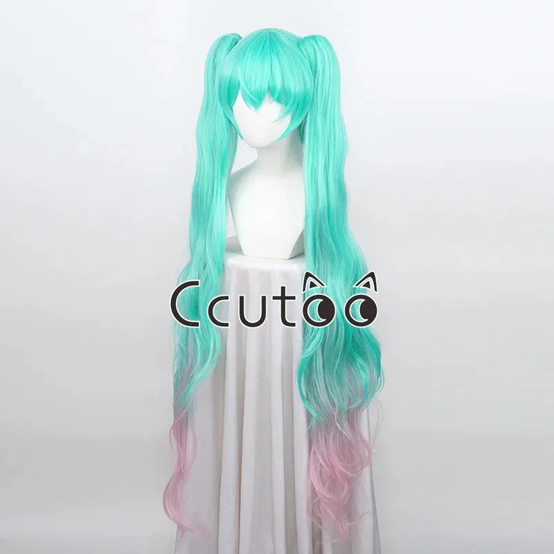 

Zizi 2025 Magical Mirai Miku 120 см длинные волнистые аниме косплей парики волокно термостойкие синтетические волосы + шапочка для парика