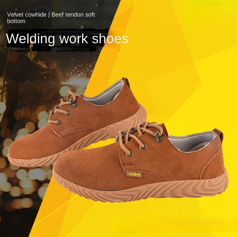 Short Top Cow Sole Suede Spot Welding Shoes Customized for Summer Lightweight Safety Protection Work Safety Shoes