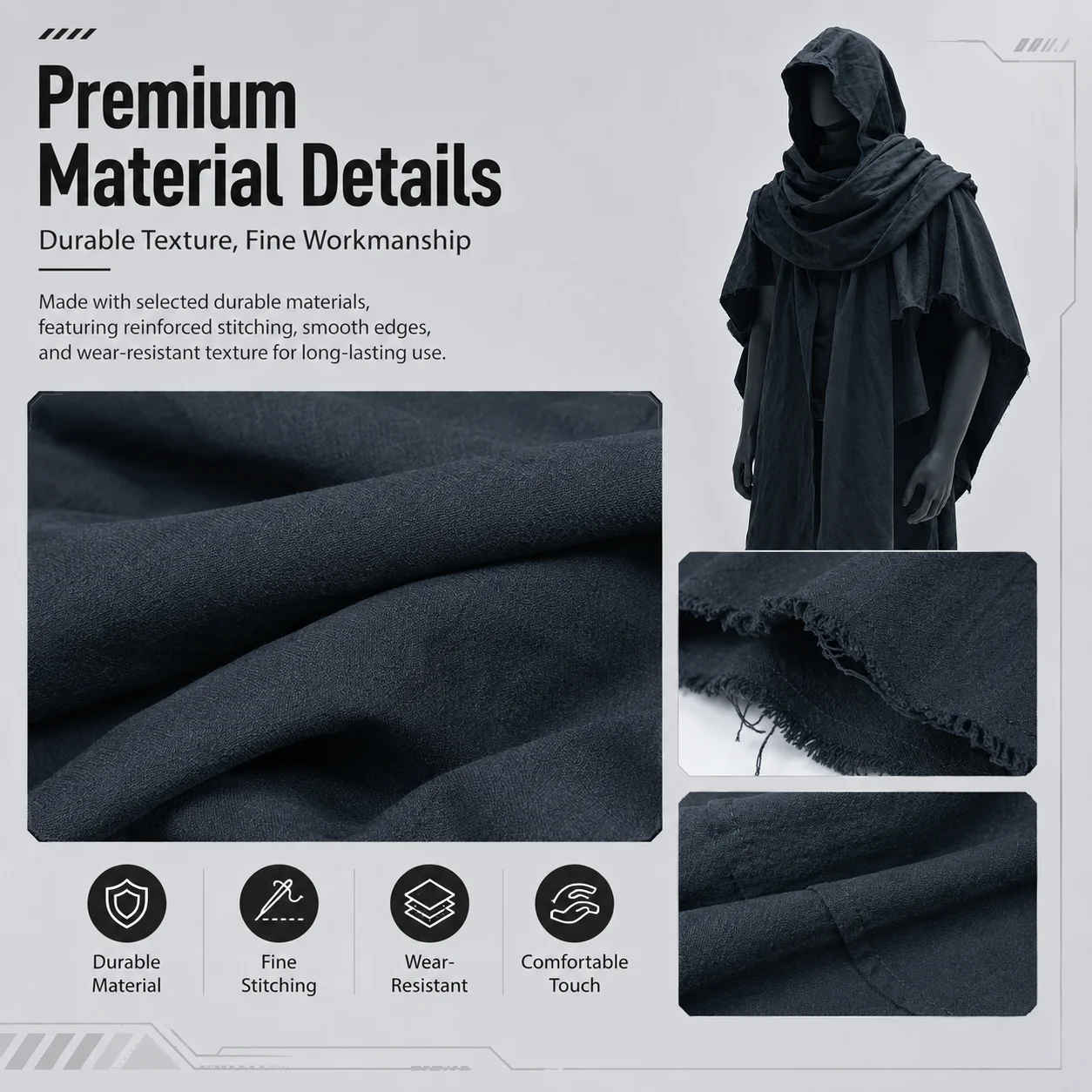 Ghost Cod 19 Mask Cosplay Costume Dark Reaper Cloak Face Cover Halloween Party Prop Gothic Phantom Headwear