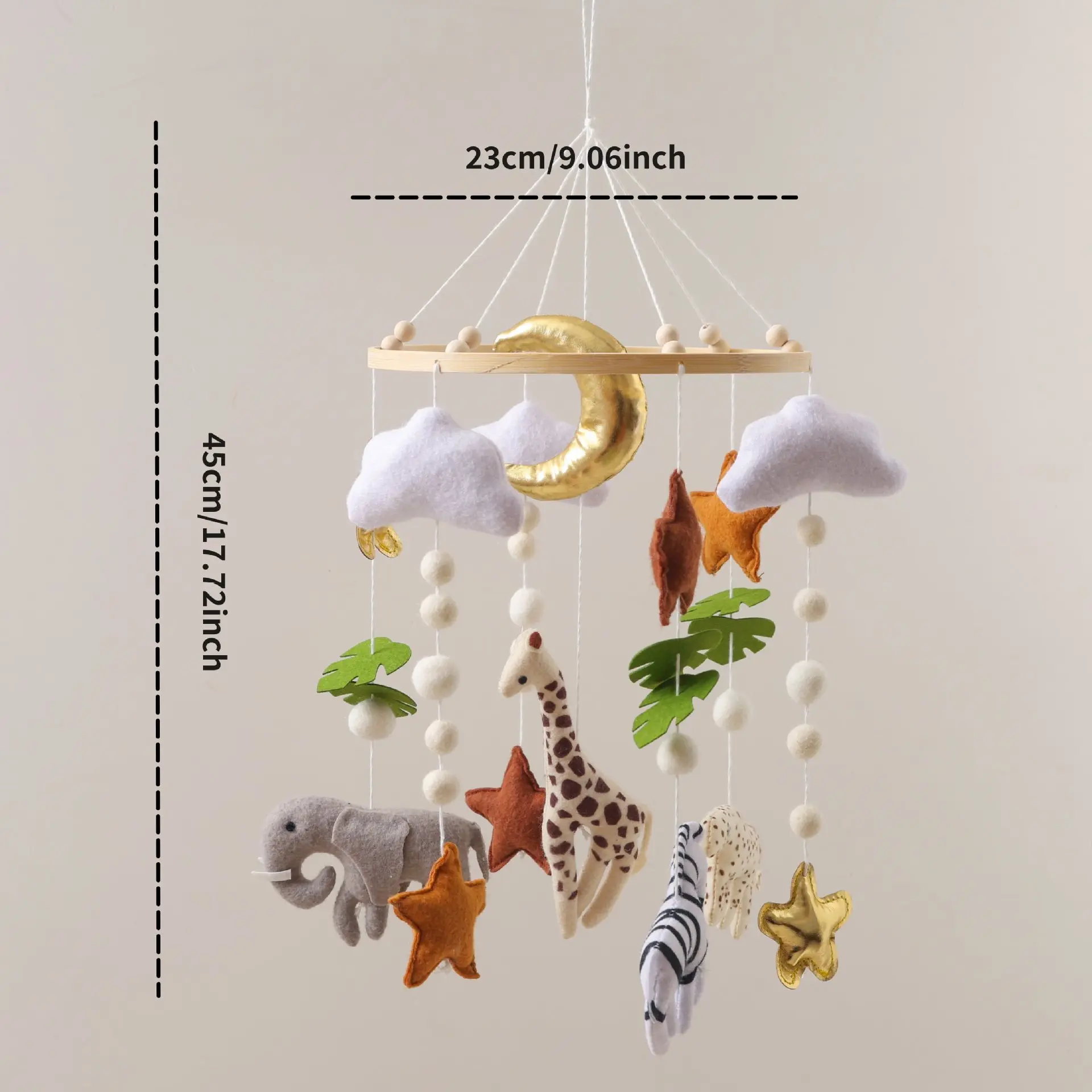 Baby crib Nordic bed bell wind chime soothes baby bed head hanging wooden baby bell rotating bracket pendant