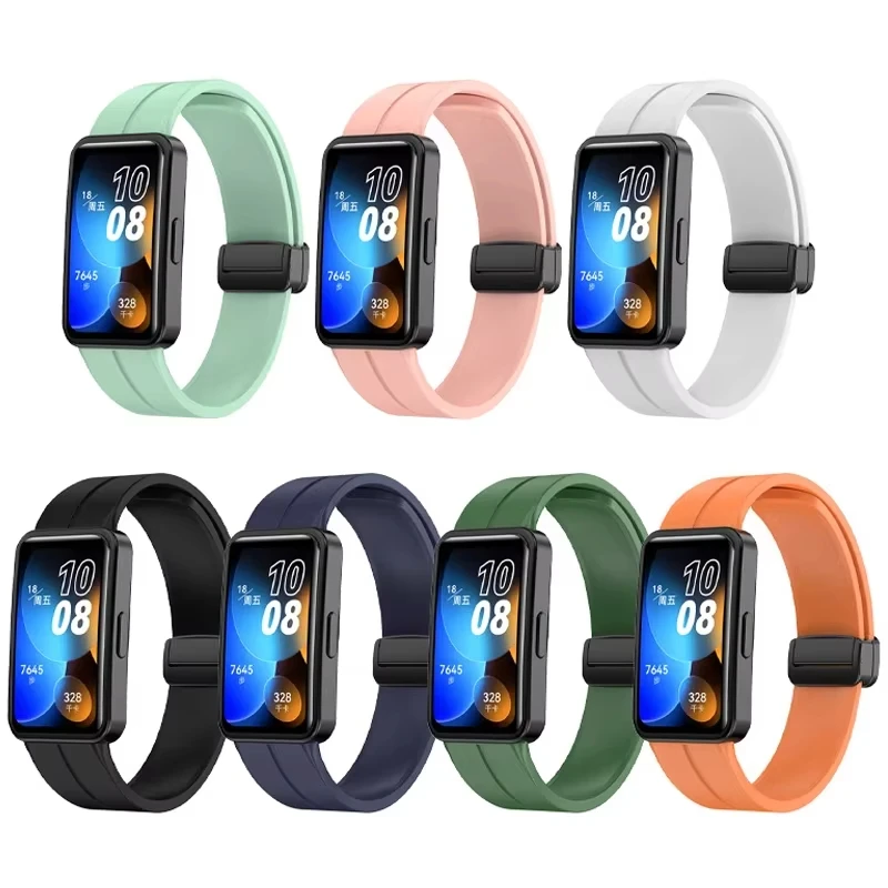 حزام سيليكون مغناطيسي لهواوي باند 8 9 10 سوار ساعة بديل معصمه سوار ساعة رياضي ناعم لهواوي Smartband 10