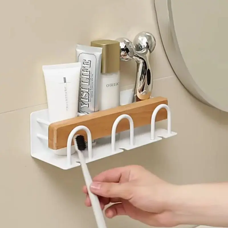 

White/Black Bathroom Toothbrush Holder Cup Holder Aluminum Wall Mounted Mouthwash Cup Wash Cup Holder Cosmetics Storage Rack