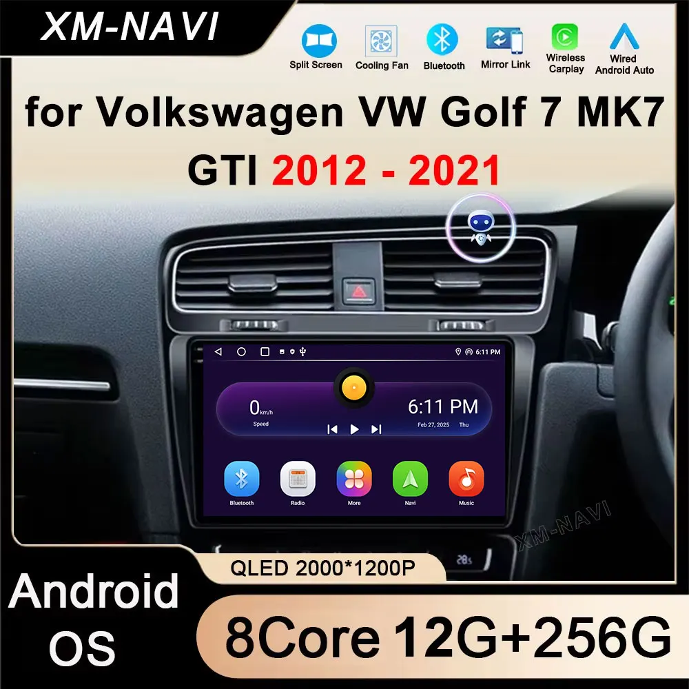 Android 16 4G Car Radio For Volkswagen VW Golf 7 MK7 GTI 2012 - 2021 Right Hand Drive Carplay Android Video Player WIFI NO 2 Din