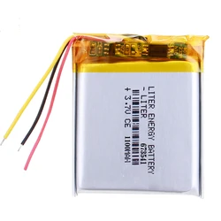 Three wires 3.7V 1100mAh 673541 Rechargeable Battery 703741 For MP3 MP4 mobile Toy reading pen speaker lithium-ion Lipo Battery