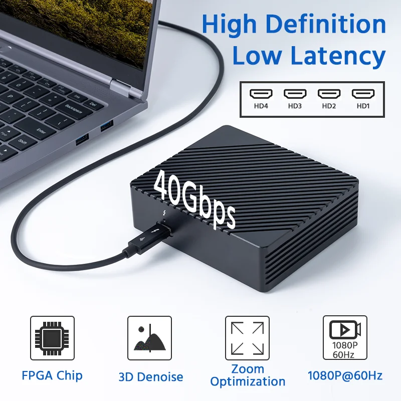 실시간 스트리밍 미디어 게임 녹화 박스, 라이브 방송 워크스테이션, 비디오 캡처 카드, 4 채널 HDMI 호환, 1080P, 60fps