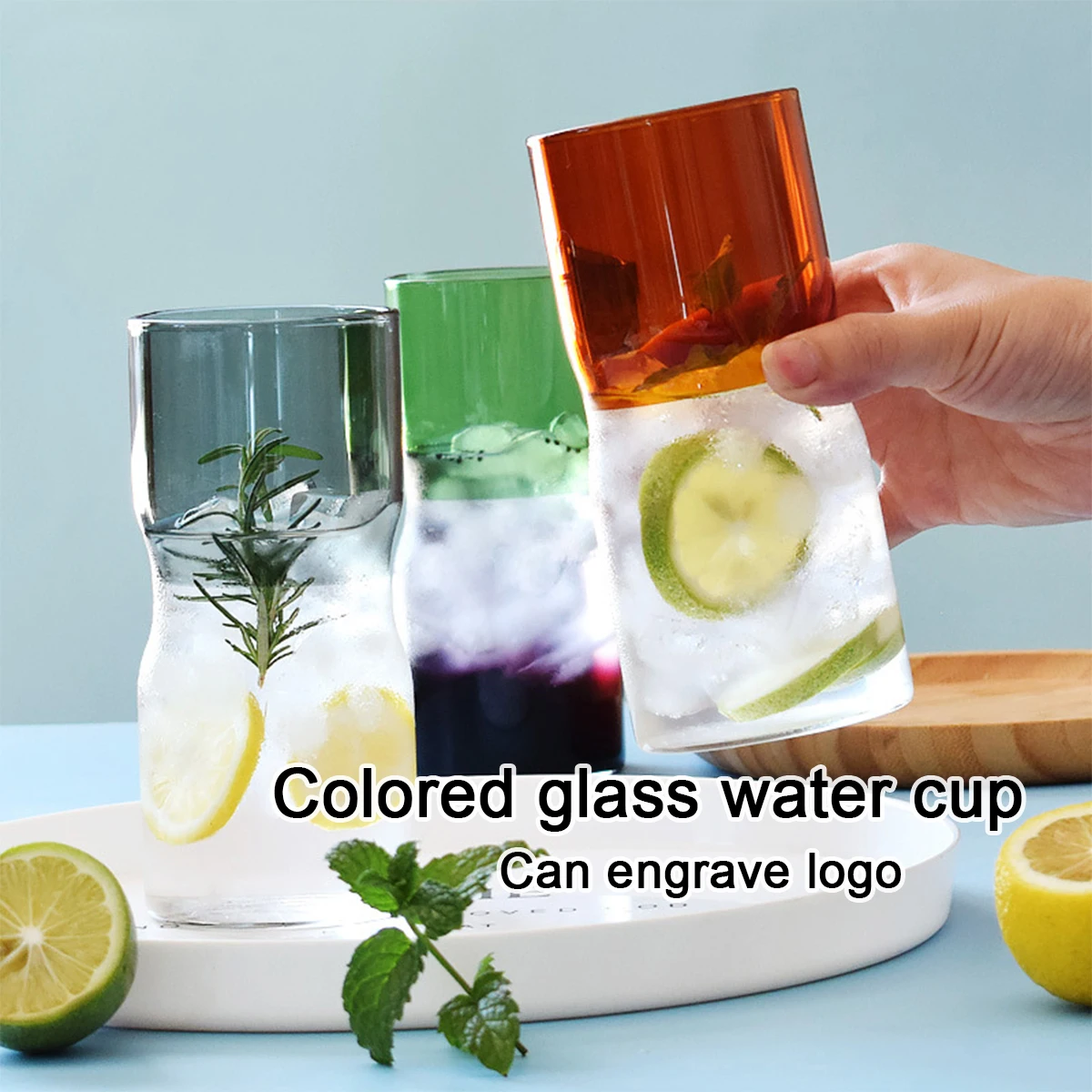

(Can Engrave Logo) 470ML Colorful Heat-resistant Glass Water Cup, Household Tea Glass, Cold Drink Cup, Milk Glass, Bar Beer Cup