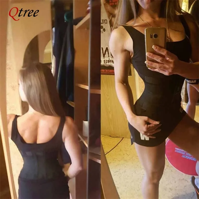 Qtree Women Binders Shapers Body Shapewear Female Tummy Control Strap Waist Trainer Cincher Sauna Sweat Belt Sheath Slim Corset