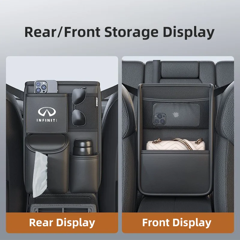 Car Seat Middle Storage Bag For Infiniti FX35 Q50 G37 Q30 ESQ QX50 QX60 QX70 Armrest Hanging Organizer Handbag Holder Storage