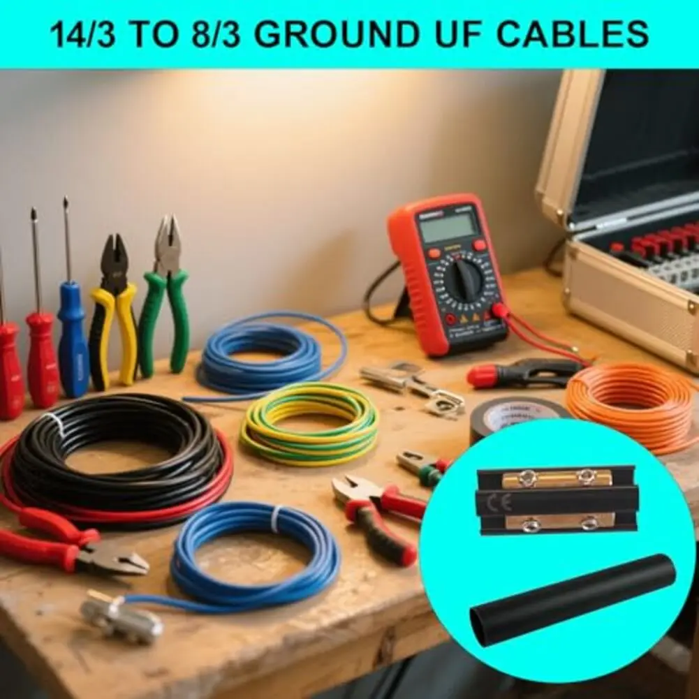 UF Cable Underground Cable Connector Kit for 14383 Wire 600 Volt Heat Shrink for splice Connectors 2 Sets for Burial Use