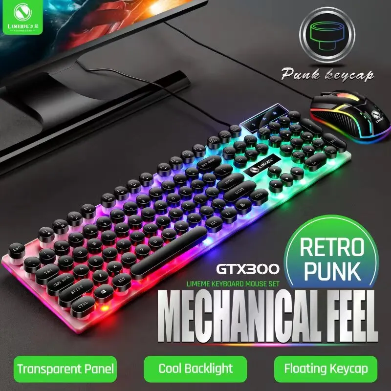 Lighting USB Wired Keyboard Desktop Laptop Luminous Keyboard Mouse Set Office Game Keyboard Mouse