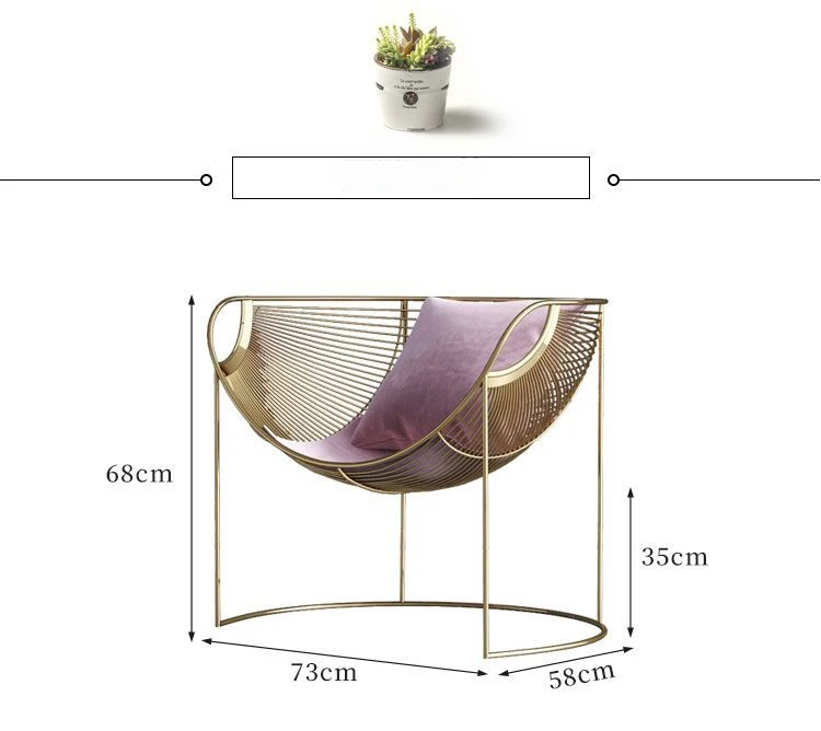 Grid Display Art Chairs Wrought Iron Sofa Modern Simple Nordic Balcony Leisure Recliner Living Room Internet Celebrity Stool