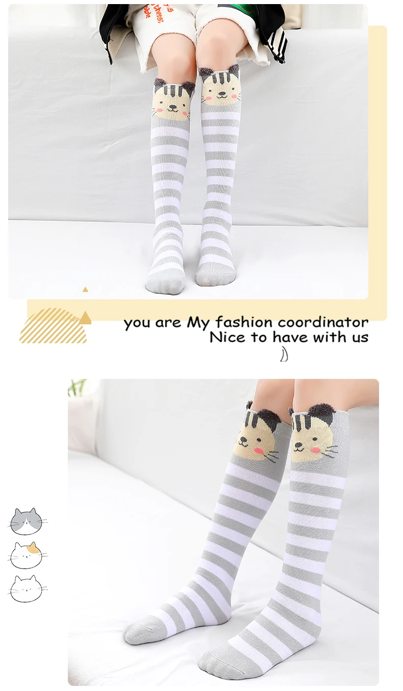 Kinder-Wärmesocken, Kurze Niedliche Cartoon-Socken für Mädchen, Kniehohe Socken für Kleinkinder, Baumwoll-Babysocken mit Tiermotiven – Detail 10
