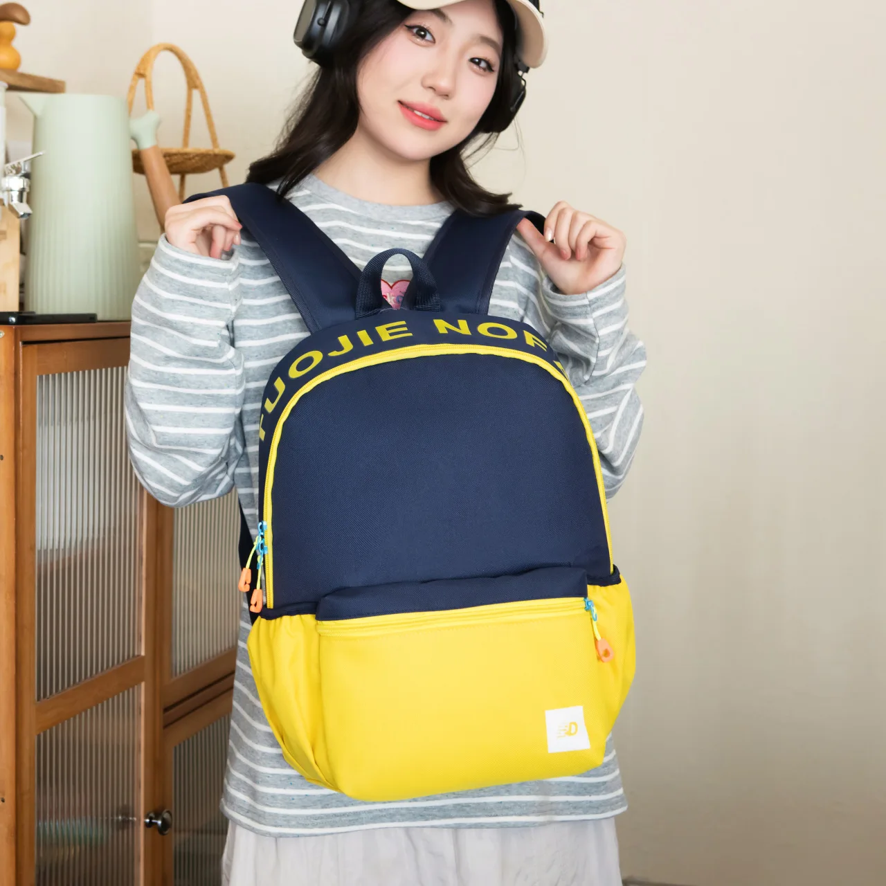 Japanese contrasting color female student schoolbag male casual backpack large-capacity bag