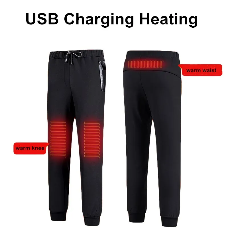 6XL Charging Heating Fleece Pants Men Women Winter Plus Velvet Warm Heating Trousers Outdoor Thermal Cycling Fishing Skiing Pant