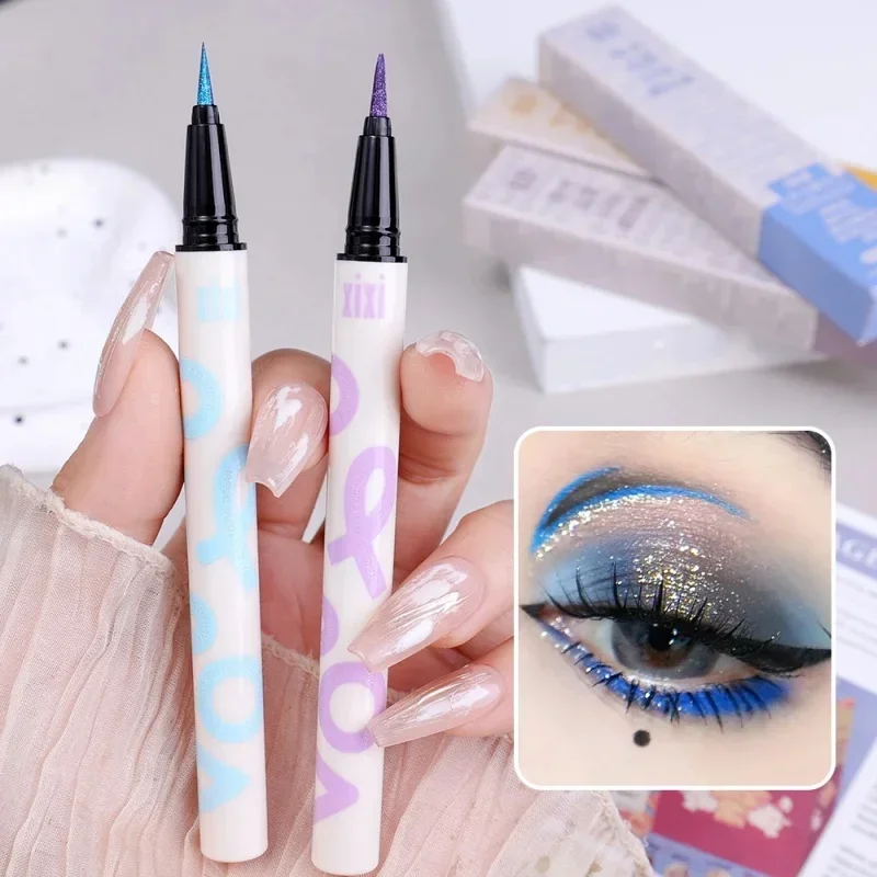 Liquid Aurora Blue Shiny Eye Liner Pen Glitter Phosphorescence Pigment Waterproof Shimmer Sparkling Eyeliners Diamond Eye Makeup