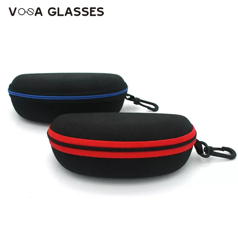 Travel Pack Pouch Glasses Case Portable Zipper Carabiner Sunglasses Protector Box Hard Eye Glasses Case Eyewear Accessories