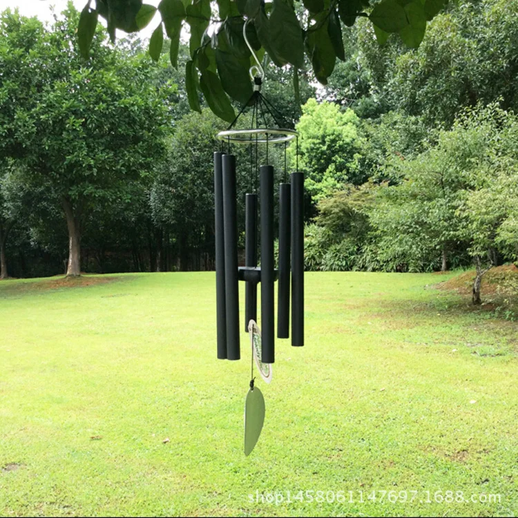 Harmonic Serenity: Premium B Pentatonic 6-Tube Aluminum Wind Chime - 80cm Precision-Tuned Outdoor Decor