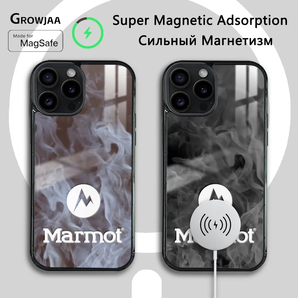 

Fashion M-MarmotaS Phone Case For iPhone 16 15 14 13 12 11 Pro Max Plus Mini New Magsafe Mirror Wireless Magnetic Cover