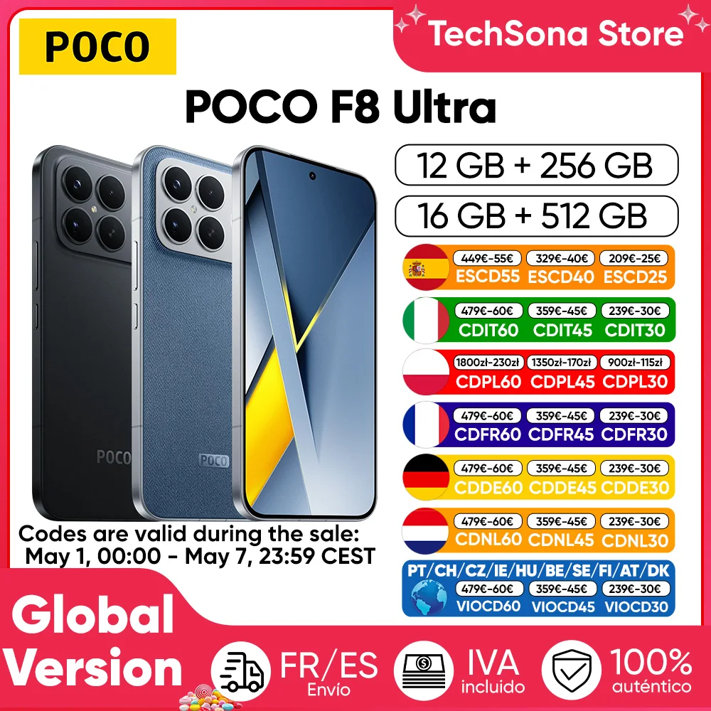 Teléfono Inteligente POCO F8 Ultra 5G Versión Global Snapdragon ®   8 Elite Gen 5, Pantalla AMOLED de 6.9 Pulgadas con Protección Ocular, HyperCharge de 100W, 6500mAh, NFC