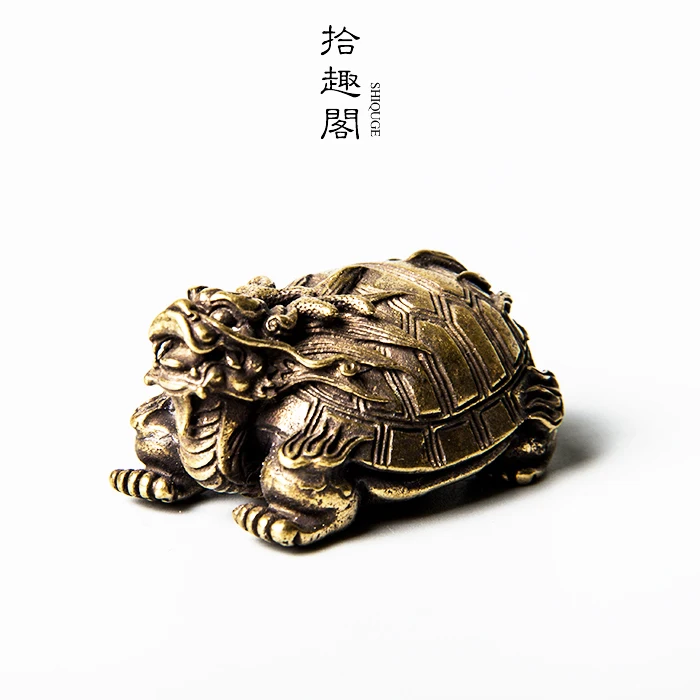 Handmade Pure Copper Tea Pet Dragon Turtle Nostalgia U Xuanwu Exquisite Play Bronze Home Decoration Small Ornaments