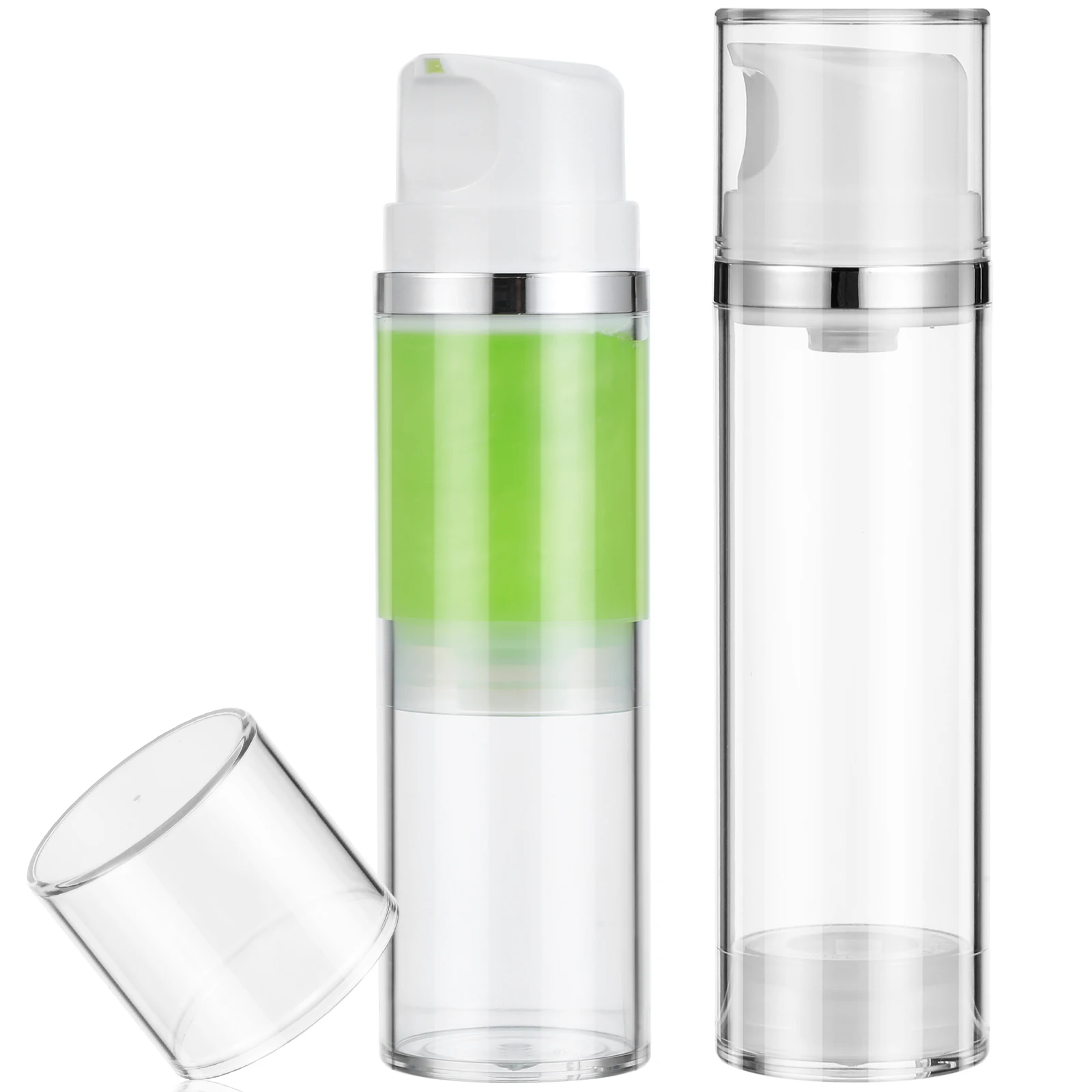 

2Pcs Airless Pump Bottle Travel Refillable Lotion Dispenser Portable Vacuum Container Airless Pump Bottle
