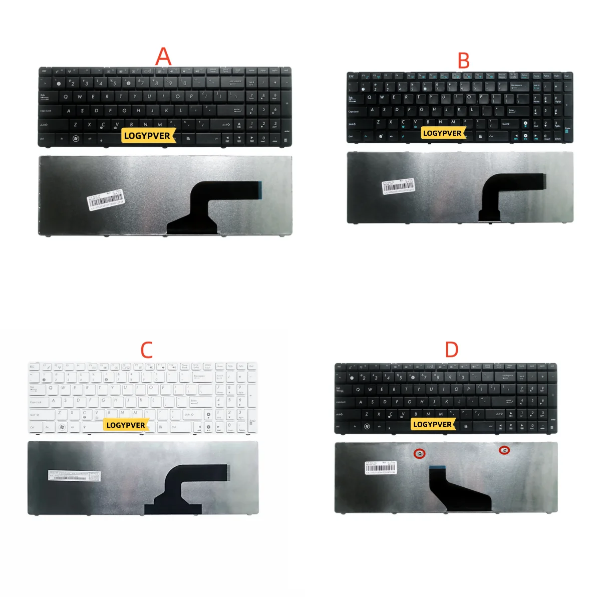 

Laptop Keyboard For ASUS N53J N53S K52D K55D X53S X54H X55V A52jc K53S N61V A53S K55DR B53S N53D K54HR US English