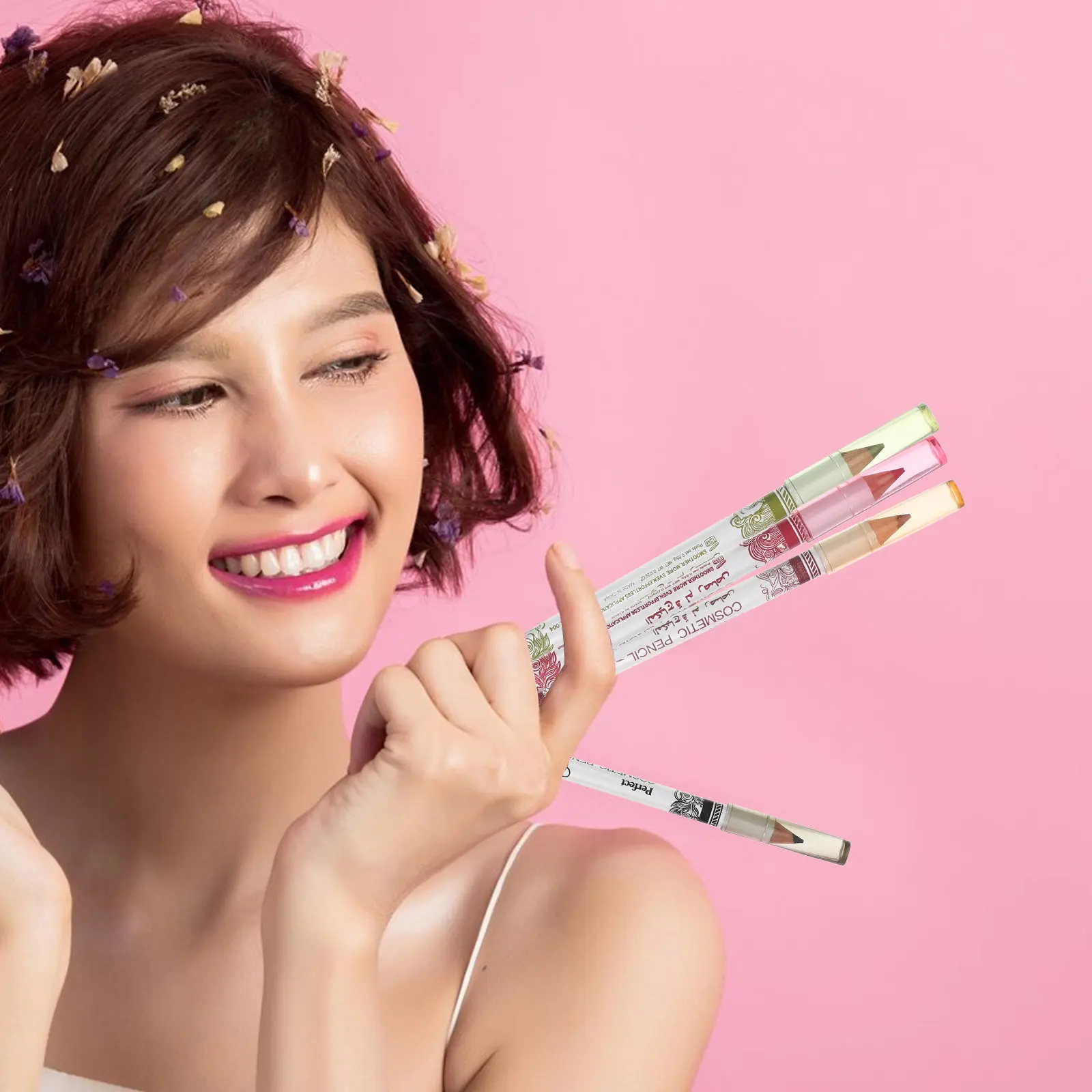 12-teiliges 12-Farben Eyeliner-Stift-Set Wasserfest Ölfest Schnelltrocknend Leichtgewichtig Rutschfester Griff Tragbares Make-up Farbiger Eyeliner