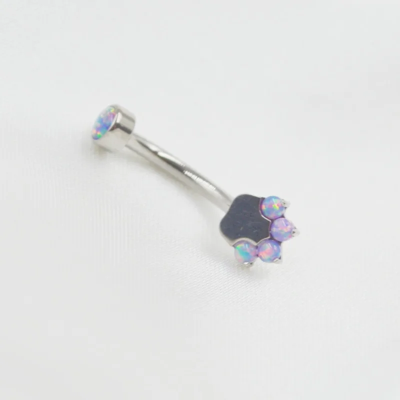 10PCS Body Jewelry-G23 Titanium Opal Stone Smart Small Navel Button Body Piercing 14Gx10x4/6mm Curve Barbells Belly Rings