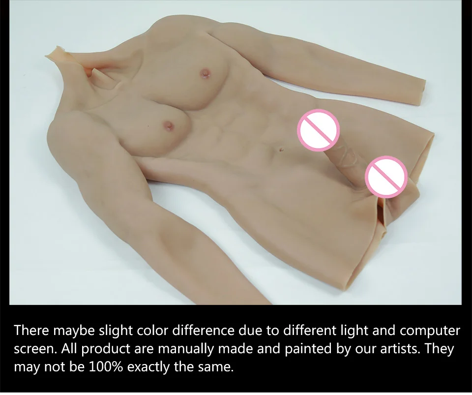 Tgirl Men’s Muscle Suit with Penis for Cosplay Macho False Chest Costumes Bodysuit with Artificial Arms FTM Transgender Shemale