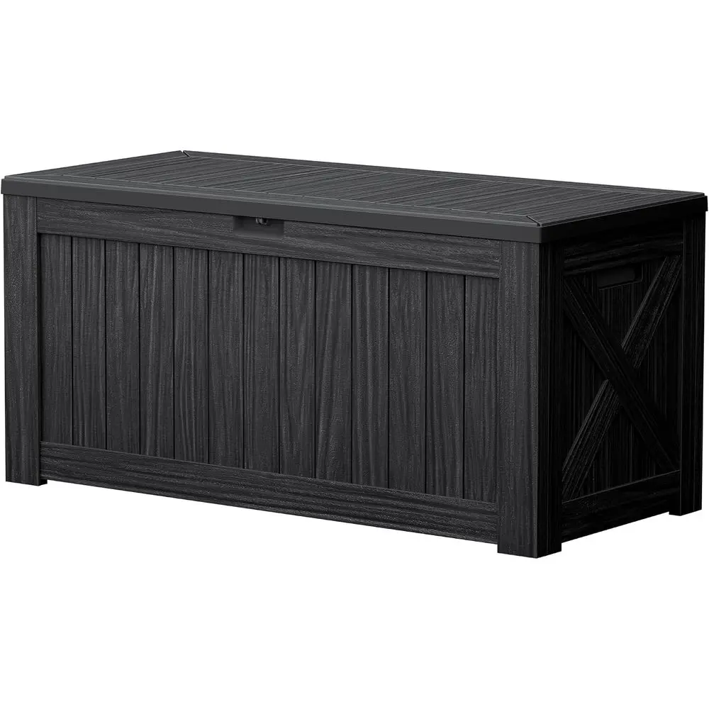 120 Gallon Deck Box Resin Outdoor Storage Box Waterproo | Large Outdoor Storage Bench Lockable or Outside Patio