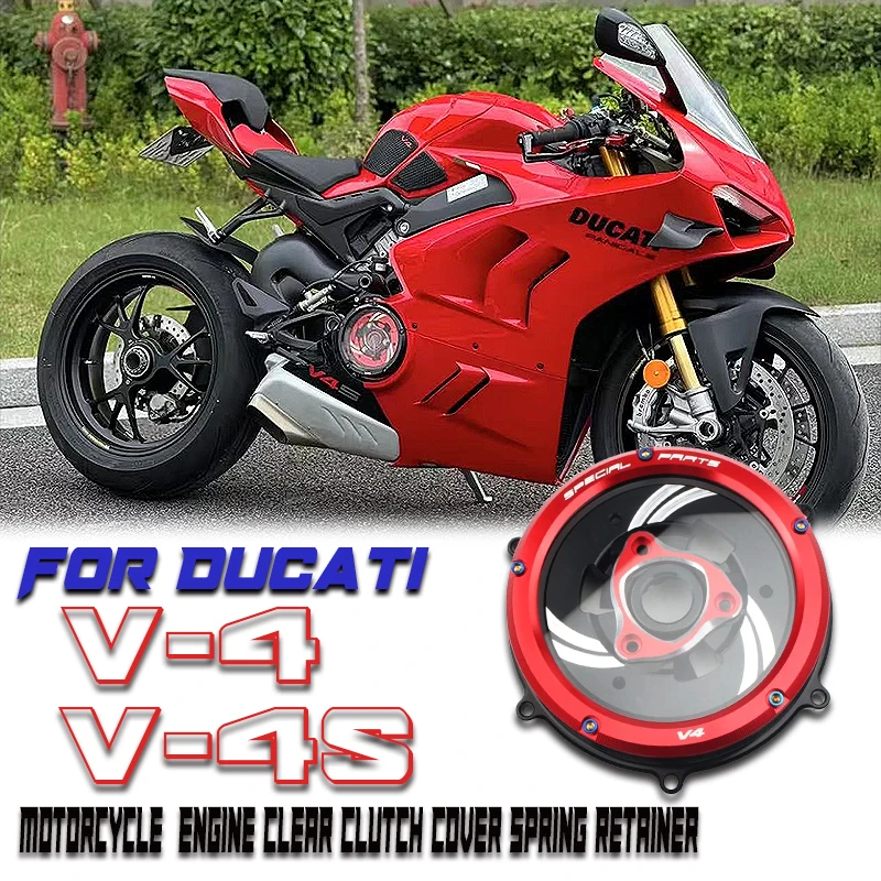 

For Ducati Panigale V4 V4S V4 Speciale Motorcycle CNC Engine Clear Clutch Cover Spring Retainer 2018-2023 2019 2020 2021 2022