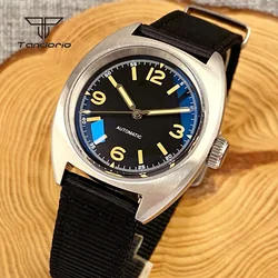 Tandorio Diver Mechanical 36mm Brushed Automatic Watch Double Domed AR Sapphire NH35A PT5000 20Bar Luminous Wristwatch for Men