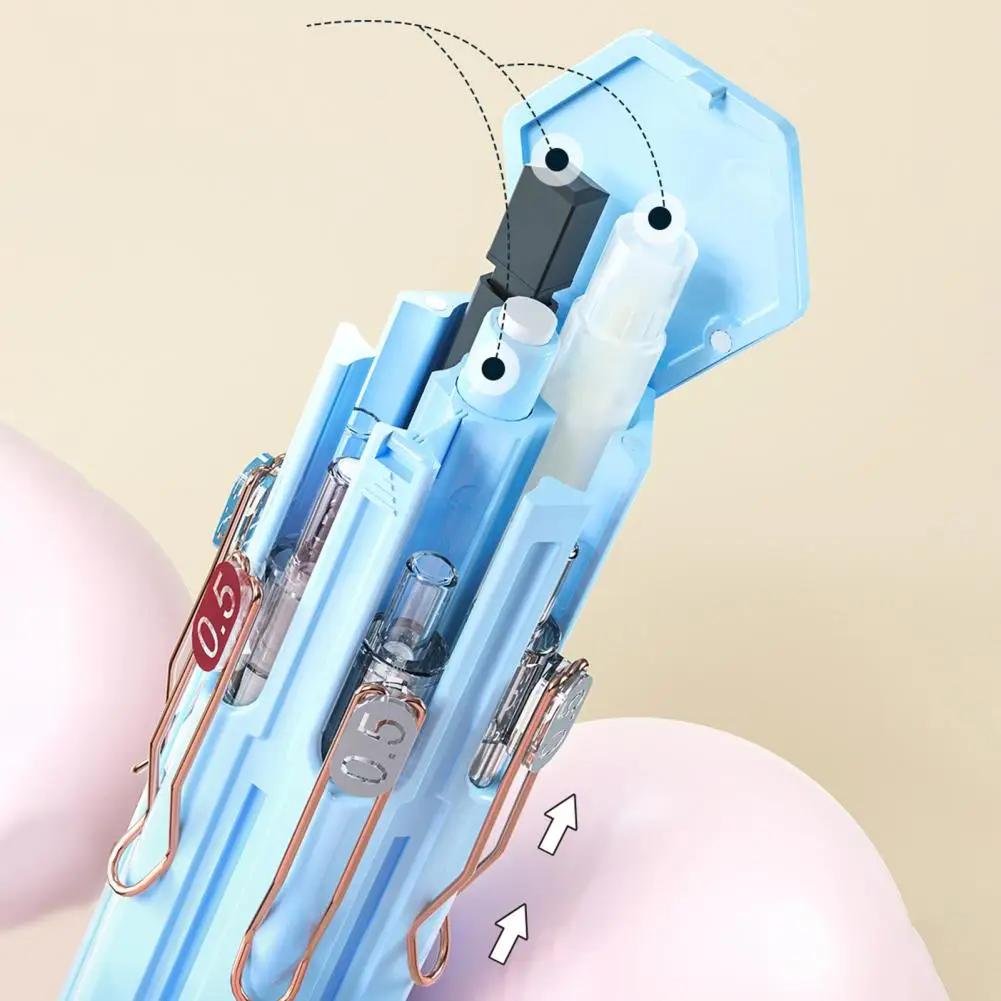 육각형 휴대용 펜슬 젤 펜 상자, 쉬운 접근 뚜껑, 카드 슬롯 펜꽂이, 학용품 정리함 케이스 젤