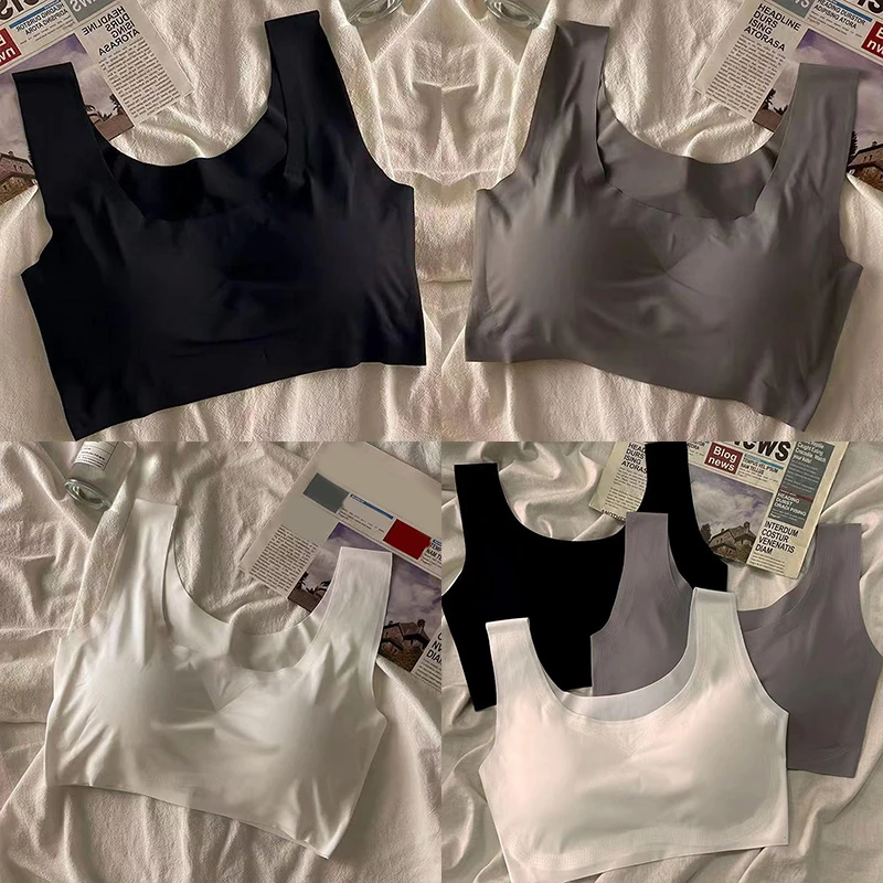 Roupa íntima para meninas sem suspensórios de anel de aço sutiã esportivo sutiã de estudante reunido sem costura colete pequeno