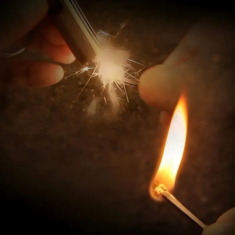 Retro 10000 Matches Keychain Matchstick Metal Waterproof Lighter Outdoor Survival Tool Men Smoking Accessories
