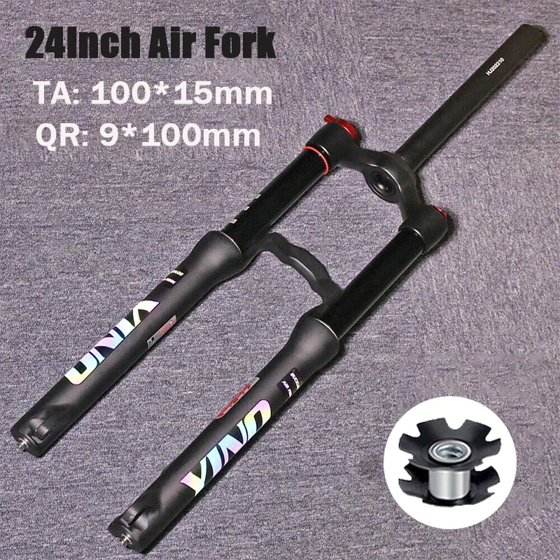 24inch Bike Air Suspension Fork TA 100*15mm QR 100*9mm MTB XC Fork 120mm Travel 28.6mm Tube Bicycle Forks Disc Brake