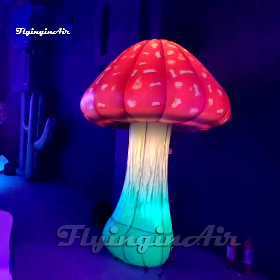 Large LED Inflatable Mushroom Light Red Luminous Air Blow Up Mushroom Balloon For Garden And Yard Decoration