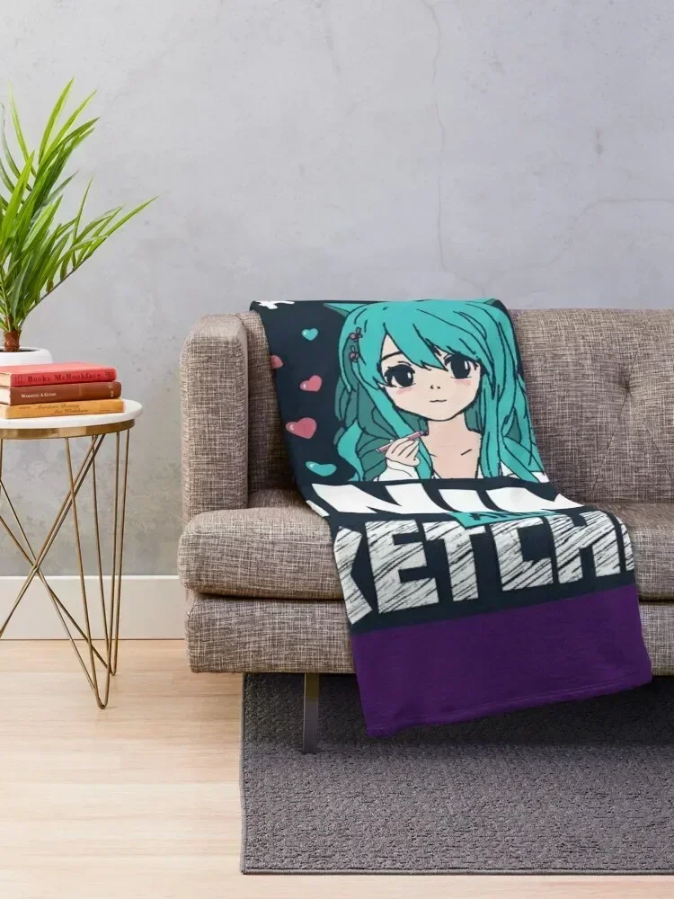 Anime and Sketching Girl who loves drawing cute gift Throw Blanket cosplay anime Sofa Blankets