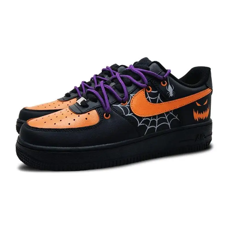 [Custom "S Ghost Face Pumpkin"]Nike Air Force 1 Low Air Force 1 Low-Top Skateboard Shoes Men's Black Orange