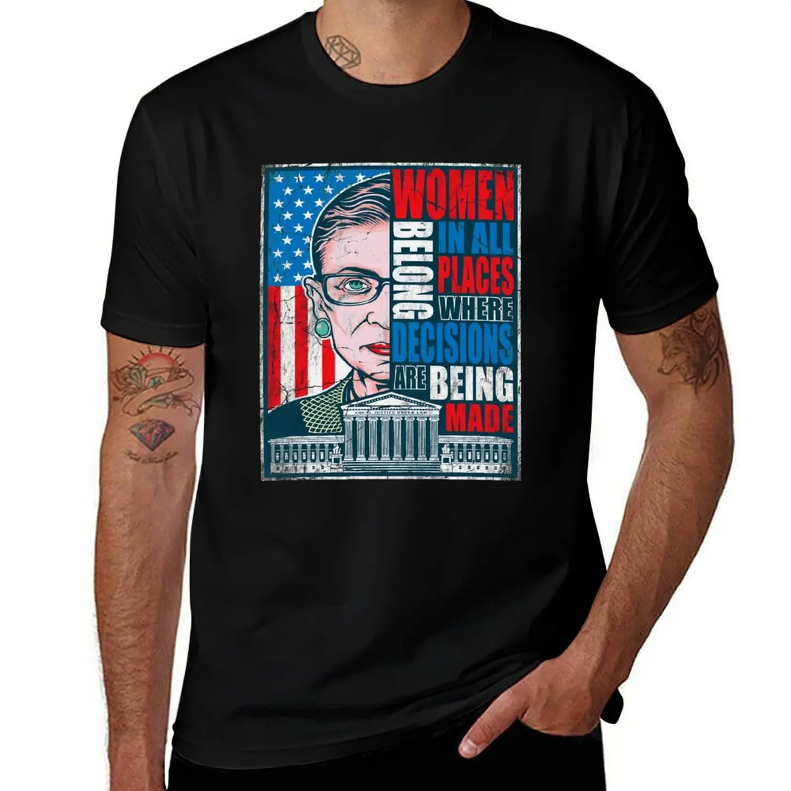 

Women Belong In All Places RBG Vintage Ruth Bader Ginsburg graphic T-Shirt summer 2025 T-shirts oversize Men's t-shirts