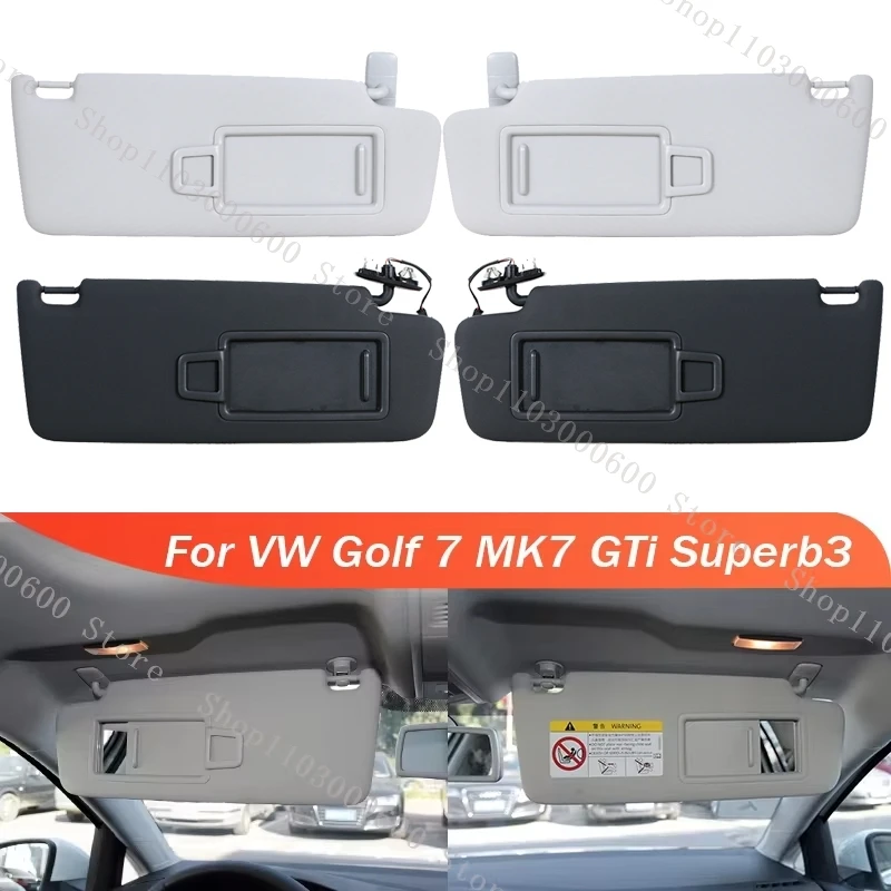 Front Sun Visor Panel With Makeup Mirror For VW Golf 7 MK7 GTi Superb3 2015-2019 Car Interior Roof Sunshield Sunshade 5GG857551