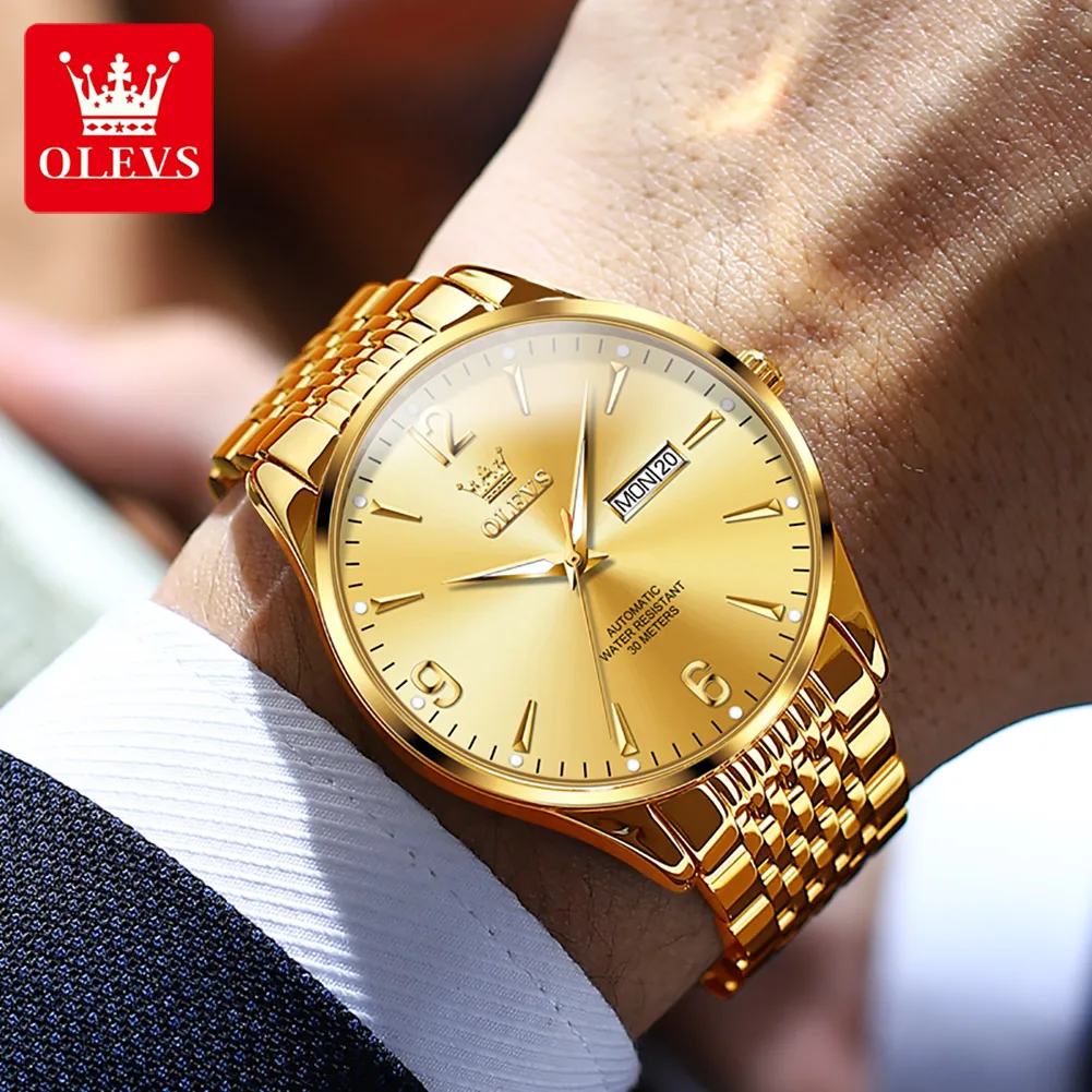 OLEVS Luxury Brand Automatic Mechanical Watch for Men Classic Business Man WristWatch Clock Original Men\'s Waterproof Watches