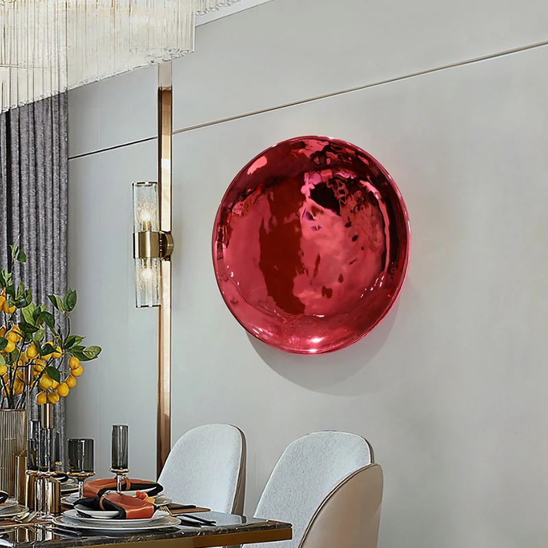 Model room living wall decoration round wall decoration sales office restaurant artwork light luxury color disc wall hanging